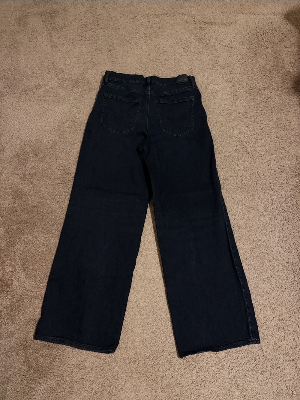 American Eagle Strigid Super High Rise Baggy Straight Jeans 14 Long - Picture 2 of 4